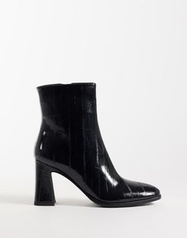 SIMMI Shoes Simmi London Briar block heel ankle boots in black faux eel