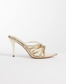 SIMMI Shoes Simmi London Brii strappy heeled mule sandals in gold metallic