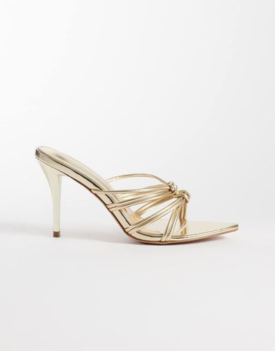 SIMMI Shoes Simmi London Brii strappy heeled mule sandals in gold metallic