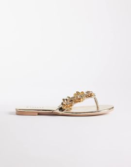 SIMMI Shoes Simmi London Carissa flip flops with appliqués in gold