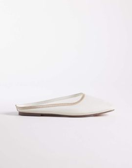 SIMMI Shoes Simmi London Carly flat mules in off white mesh