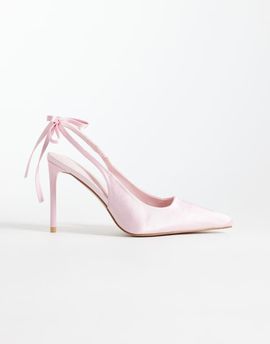 SIMMI Shoes SIMMI London Celina slingback heeled shoes with bow ankles in pink satin