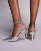 SIMMI Shoes Simmi London Cherie embellished tie leg heeled shoes in silver mirror - 3