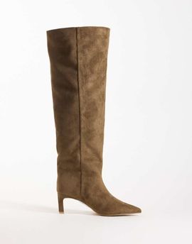 SIMMI Shoes Simmi London Cimarron classic pointed knee boots in biege sudette-NEUTRAL