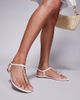 SIMMI Shoes SIMMI London Crya embellished strap thong sandals in white - 1