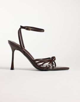 SIMMI Shoes Simmi London Deja heeled sandals with knot detail in brown PU