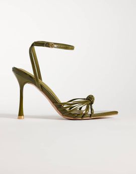 SIMMI Shoes Simmi London Deja heeled sandals with knot detail in green PU