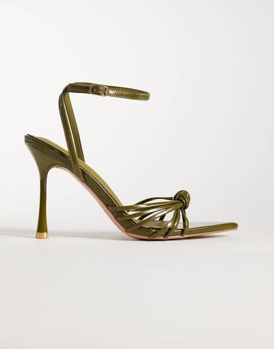 SIMMI Shoes Simmi London Deja heeled sandals with knot detail in green PU