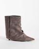 SIMMI Shoes Simmi London Dixee fold-over ruched ankle boots in gray suedette - 1