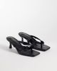 SIMMI Shoes Simmi London Dixy toe post kitten heel sandals with sequins in black - 2