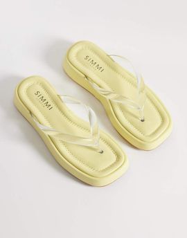 SIMMI Shoes Simmi London Drew flatform flip flops in yellow