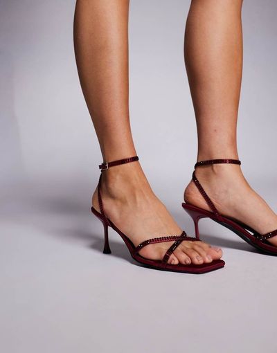 SIMMI Shoes Simmi London Eleonoora kitten heel sandals in red