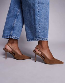SIMMI Shoes Simmi London Exmoor slingback heeled shoes in tan suede-Brown