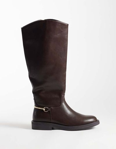SIMMI Shoes Simmi London Garnet knee boots with horse bit detail in brown