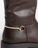 SIMMI Shoes Simmi London Garnet knee boots with horse bit detail in brown - 3