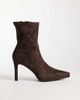 SIMMI Shoes Simmi London Grech heeled sock boots in brown suedette - 1