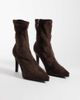 SIMMI Shoes Simmi London Grech heeled sock boots in brown suedette - 4