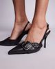 SIMMI Shoes Simmi London Gretchen slingback heeled shoes with buckle detail in washed black - 1