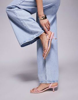 SIMMI Shoes Simmi London Hanah square toe strappy kitten heels in baby pink