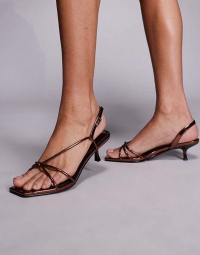 SIMMI Shoes Simmi London Haylee kitten heeled strappy sandals in bronze-Brown