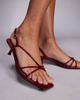 SIMMI Shoes Simmi London Haylee kitten heeled strappy sandals in burgundy-Red - 3