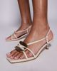 SIMMI Shoes Simmi London Heiti square toe strappy kitten heels in stone-Neutral - 3