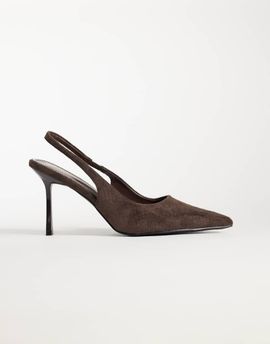 SIMMI Shoes Simmi London Inara slingback heeled pumps in embossed brown suedette