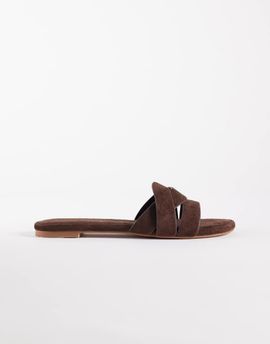 SIMMI Shoes Simmi London Jade flat sandals in espresso suedette-Brown