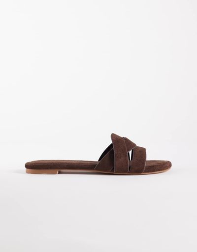 SIMMI Shoes Simmi London Jade flat sandals in espresso suedette-Brown