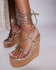 SIMMI Shoes Simmi London Jadey strappy high heeled wedges in gold - 3