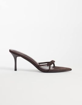 SIMMI Shoes Simmi London Jamala braided heeled mules in brown suedette