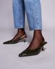 SIMMI Shoes Simmi London June pointed slingback kitten heels in olive patent-Green - 1