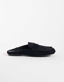 SIMMI Shoes Simmi London Kaiya loafer mules in black Suedette