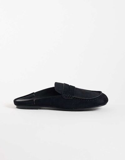 SIMMI Shoes Simmi London Kaiya loafer mules in black Suedette