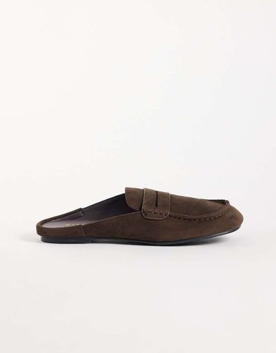 SIMMI Shoes Simmi London Kaiya loafer mules in brown Suedette