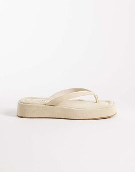 SIMMI Shoes Simmi London Kimmie flatform sandals in stone faux suedette-Neutral