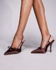 SIMMI Shoes Simmi London Klara heeled slingback pumps in chocolate satin-Brown - 1