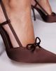 SIMMI Shoes Simmi London Klara heeled slingback pumps in chocolate satin-Brown - 3