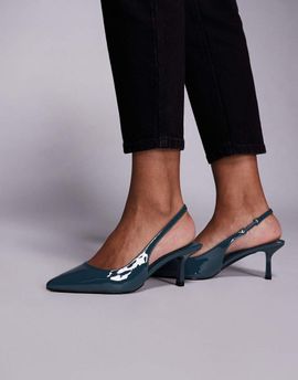 SIMMI Shoes Simmi London Laena slingback kitten heel shoes in deep blue
