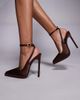 SIMMI Shoes Simmi London Landen platform heeled pumps in brown satin - 1
