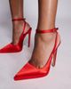 SIMMI Shoes Simmi London Landen platform heeled pumps in red satin - 4