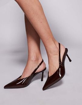 SIMMI Shoes Simmi London Layana sling back pumps in patent brown