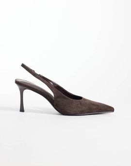 SIMMI Shoes Simmi London Laylin pointed toe slingback heeled pumps in brown suedette