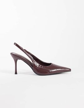 SIMMI Shoes Simmi London Lirien pointed slingback pumps in burgundy crinkle PU-RED