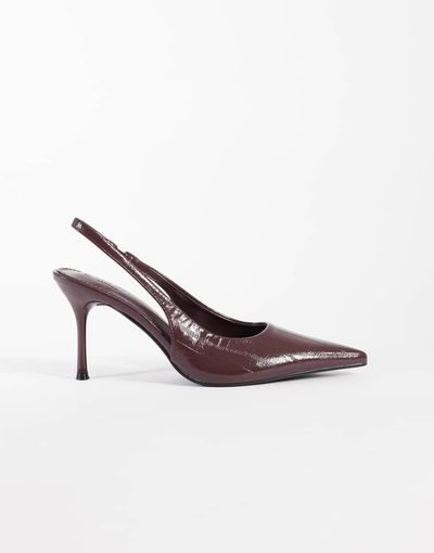 SIMMI Shoes Simmi London Lirien pointed slingback pumps in burgundy crinkle PU-RED