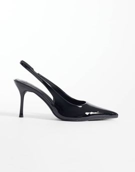 SIMMI Shoes Simmi London Lirien pointed toe slingback heeled pumps in black crinkle PU