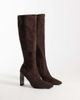 SIMMI Shoes Simmi London Londyn heeled sock knee boots in brown suedette - 2