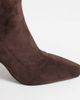 SIMMI Shoes Simmi London Londyn heeled sock knee boots in brown suedette - 3