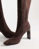 SIMMI Shoes Simmi London Londyn heeled sock knee boots in brown suedette - 4