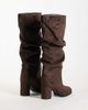 SIMMI Shoes SIMMI London Maggie ruched knee boots in brown suedette - 2